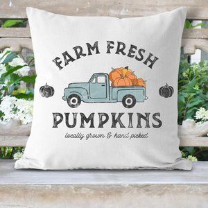 New Fall Pillow Cover, Blue Truck, 16x16 inches